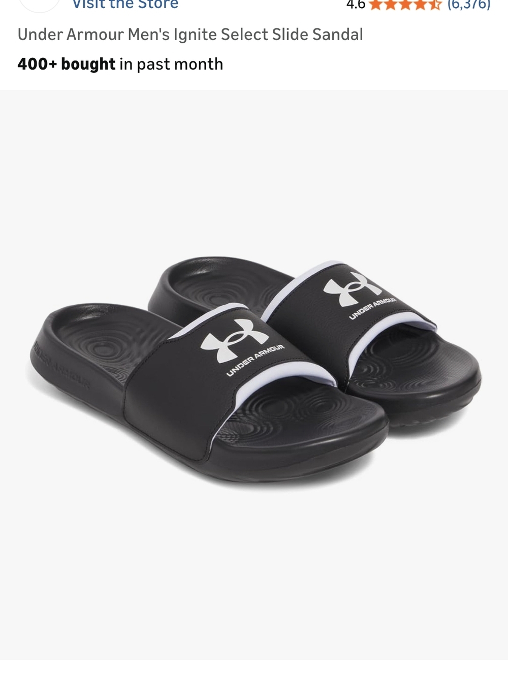 Under Armour Black and White Slide Sandals
